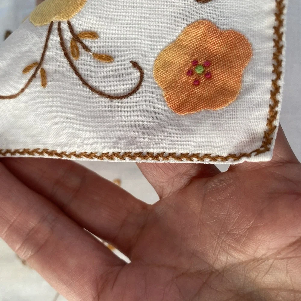 Vintage Table Runner And Napkins Set Floral Appliques Embroidery Handmade